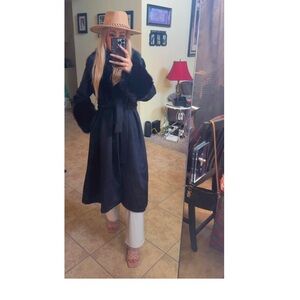 NWT Stylish Black Coat with Fur Trim